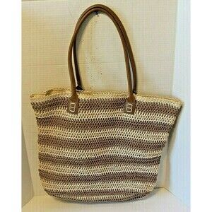 Straw Studios Shoulder Bag Large Leather Straps Lined Purse Tote